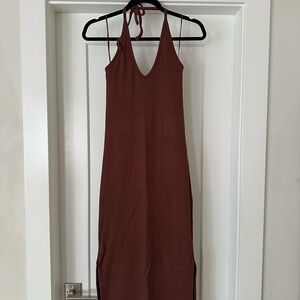 Rib Knit Halter Midi Dress